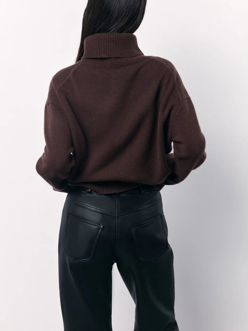 Red Turtleneck Knit Sweater