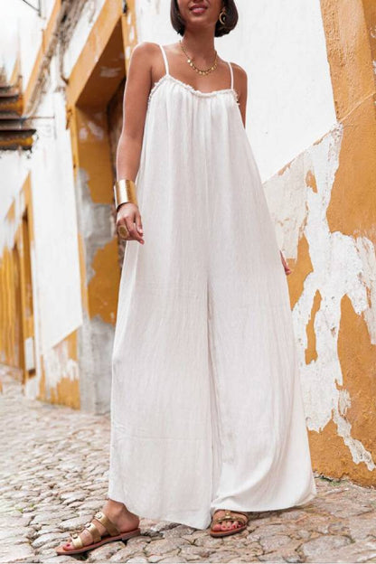 Vacation Suspender Loose Wide Leg Jumpsuit