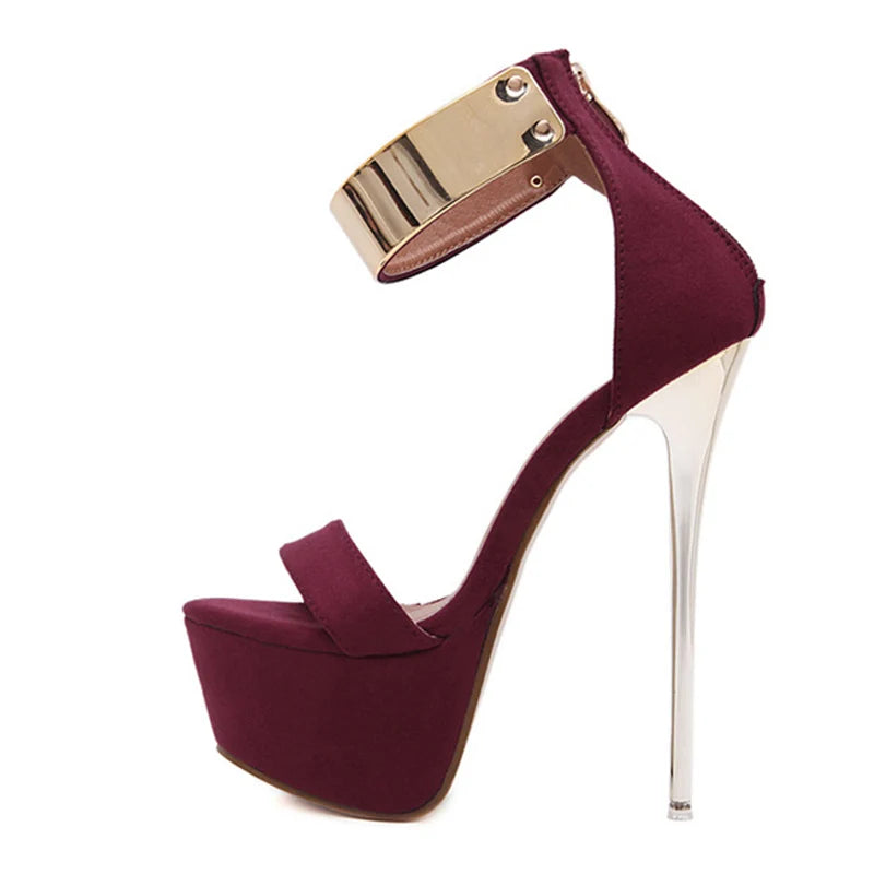 Liyke Metal Ankle Strap 16cm Platform High Heels Sandals for – Club Pole Dance Shoes
