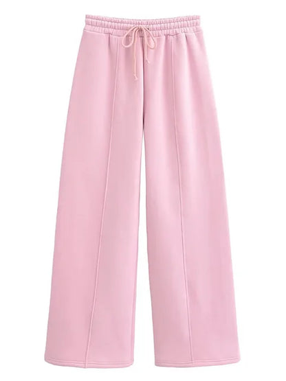 Autumn 2 Piece-set Tracksuit Trousers Outfits Female Slim High Waist Drawstring Clothes Loose ’s Pants Sets