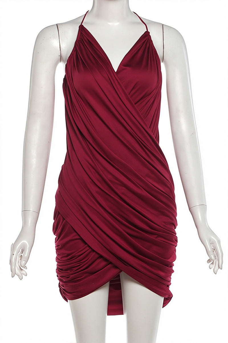 V Neck Ribbed Cami Slim Mini Dress