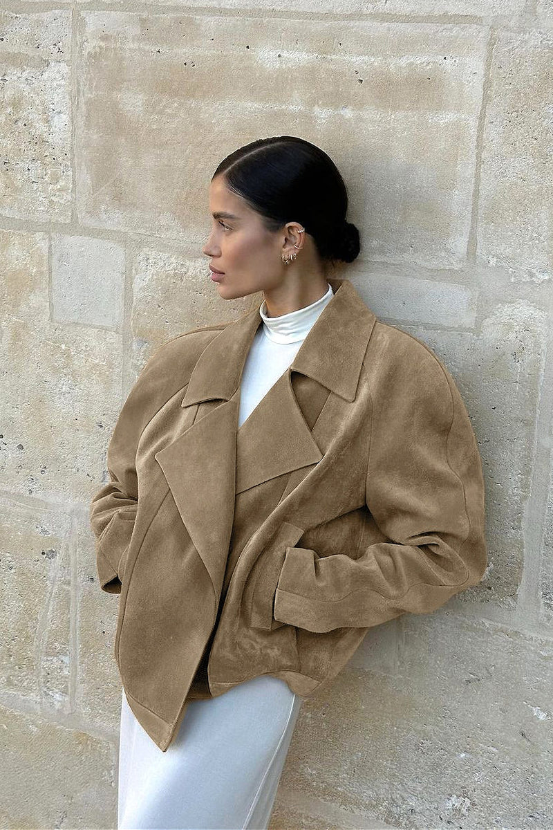 Suede Lad-style Notch-collar Coat