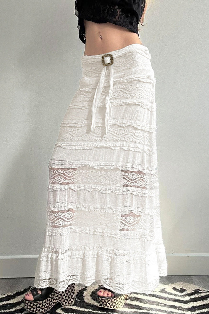 Sheer Lace Low-waist Maxi Skirt
