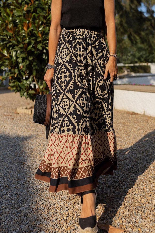 Gloria Print Loose Panel Swing Skirt