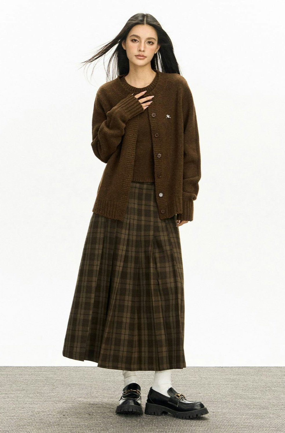 Ribbed Trim Button-up Cardigan
