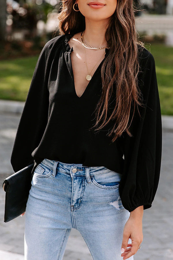 Work Life Balance V-neck Blouse