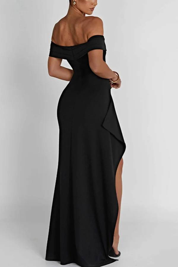 Lady Off Shoulder High Slit Maxi Dress