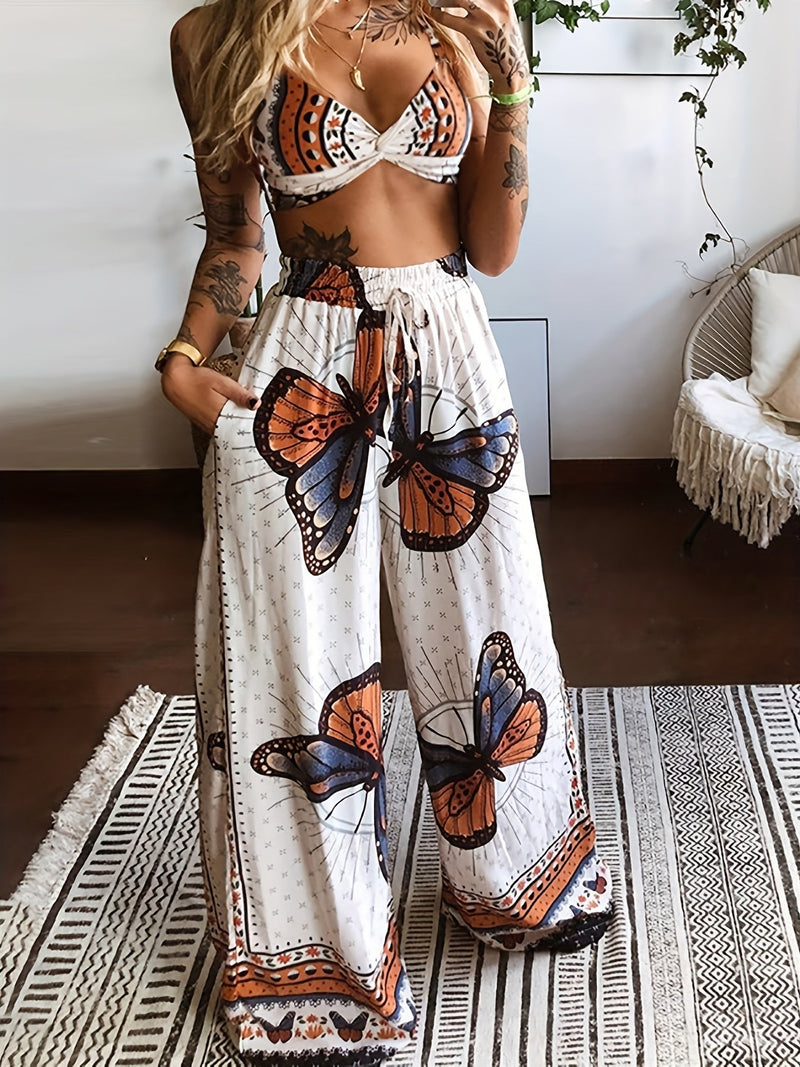 Butterfly Print Two-piece Set Dj2574
