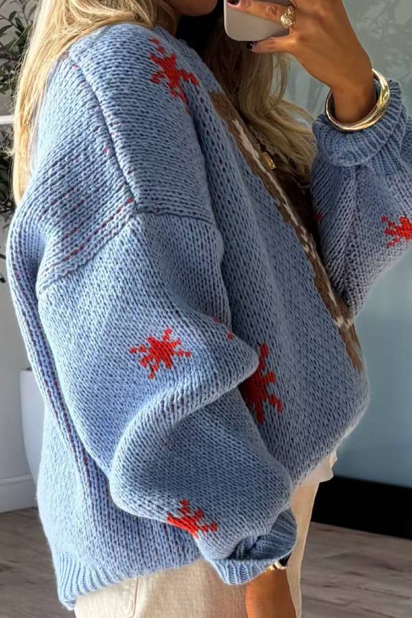 Christmas Knitted Boots Round Neck Long Sleeve Sweater