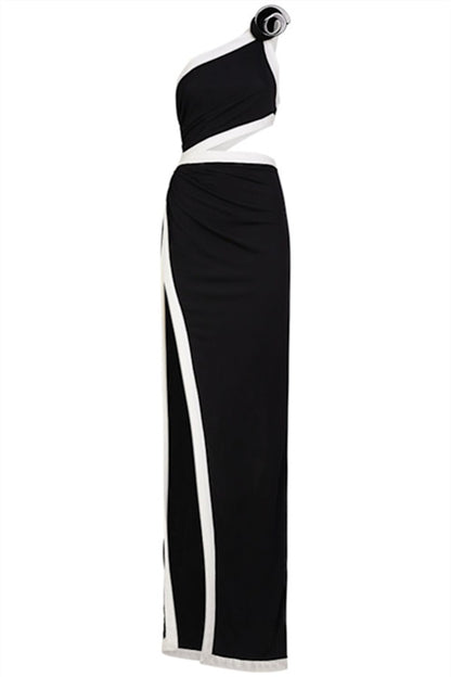 Salome Asymmetric Applique Maxi Dress