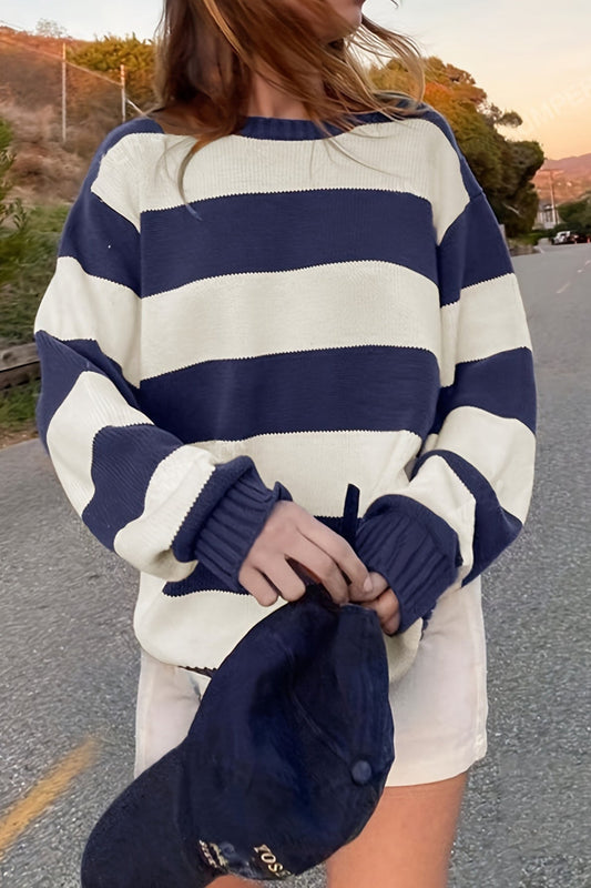 Crew Neck Loose Knit Pullover Sweater
