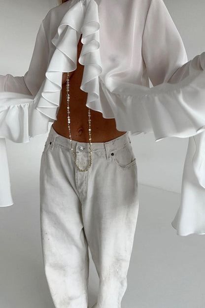 Ruffled Long-sleeve Blouse