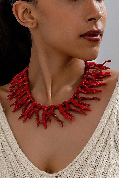 Red Coral Necklace Two-piece Set