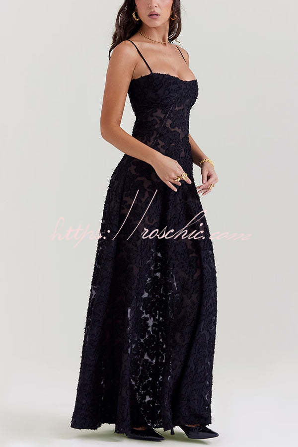 Suspenders See-through Holiday Slim Maxi Dress