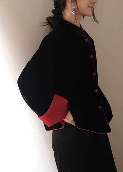 Chinese Style Wear on Both Sides Fine Cotton Filled Silk Velvet Coat Winter Rv024