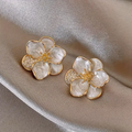 White Enamel Blossom Earrings