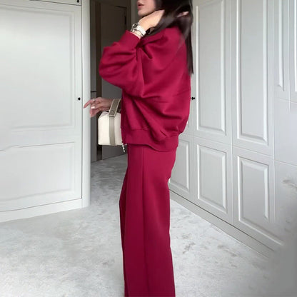Zip Up Jacket Hooded Two-piece Set