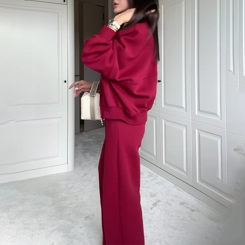 Zip Up Jacket Hooded Two-piece Set