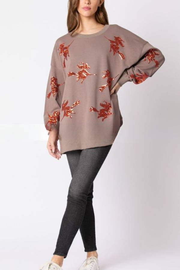 Halloween Witch Sequined Sweater Loose Top
