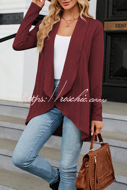 Long Sleeve Color Ruffle Loose Cardigan