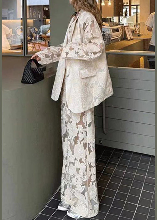Piece Pants Light Hollow Suit White Three Vest Set Lace