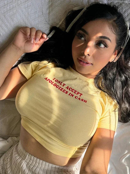 White Letter Graphic T-shirt