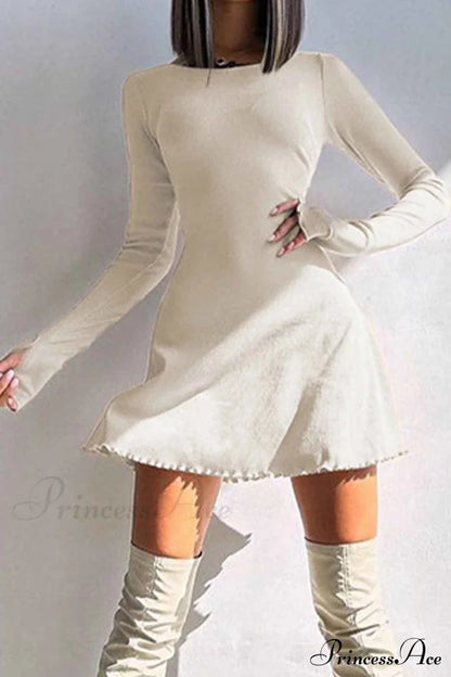 Back Strap Long Sleeve Mini Dress