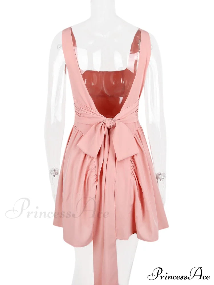 Backless Bow Stylish Mini Dress