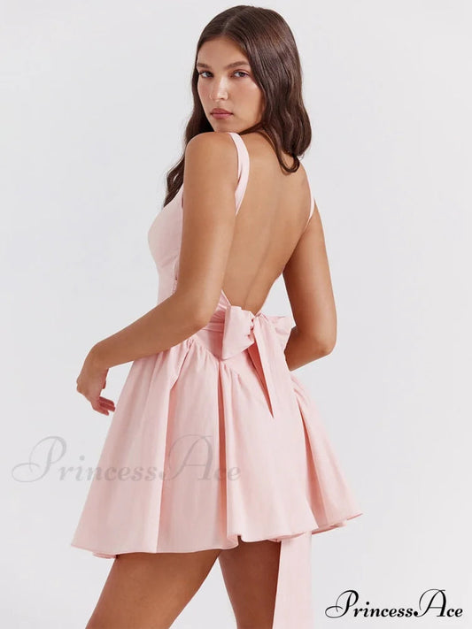 Backless Bow Stylish Mini Dress