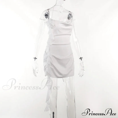 Backless Cowl Neck Charming Flower Frill Mini Dress