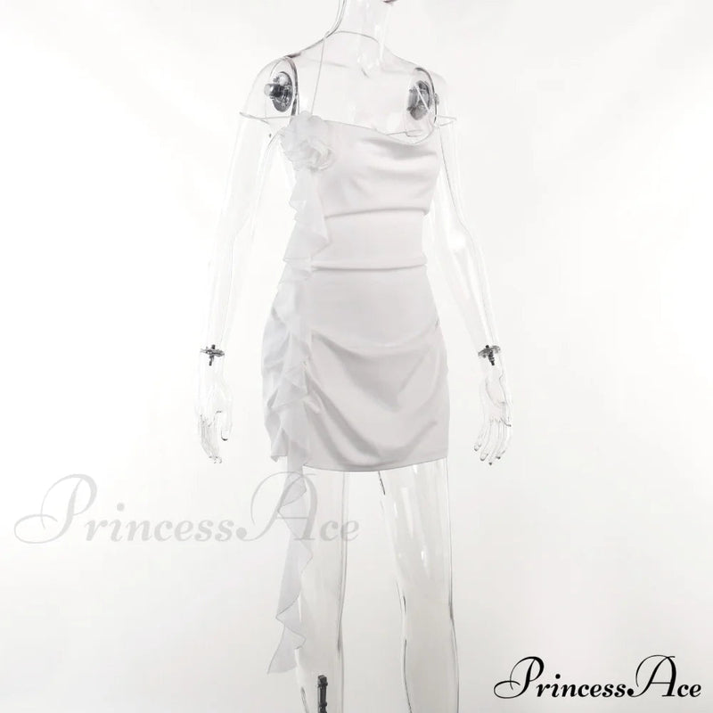 Backless Cowl Neck Charming Flower Frill Mini Dress