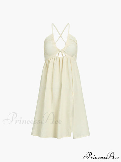 Backless Criss Cross Split Midi Dress