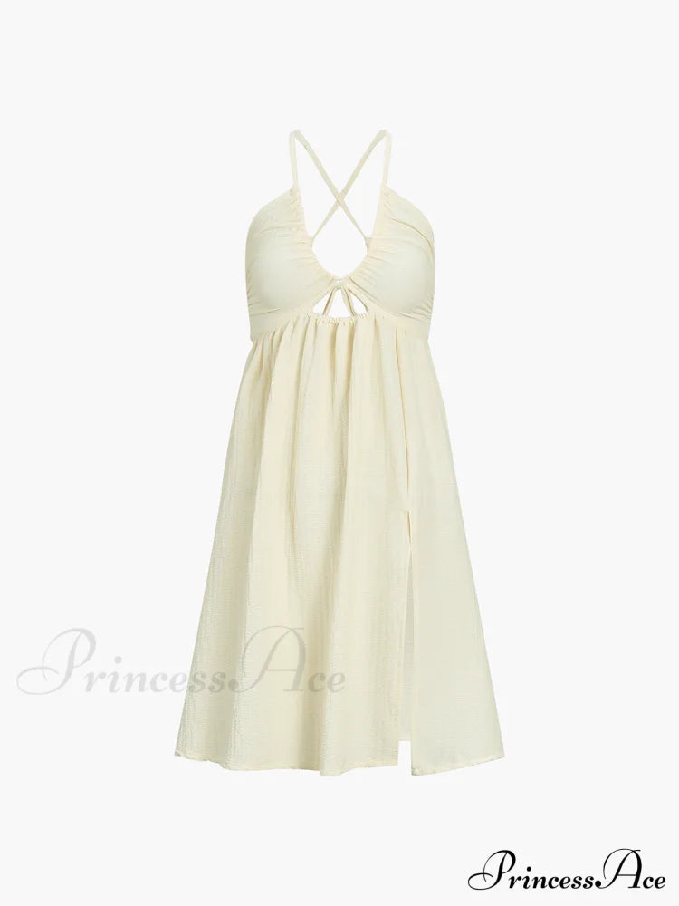 Backless Criss Cross Split Midi Dress