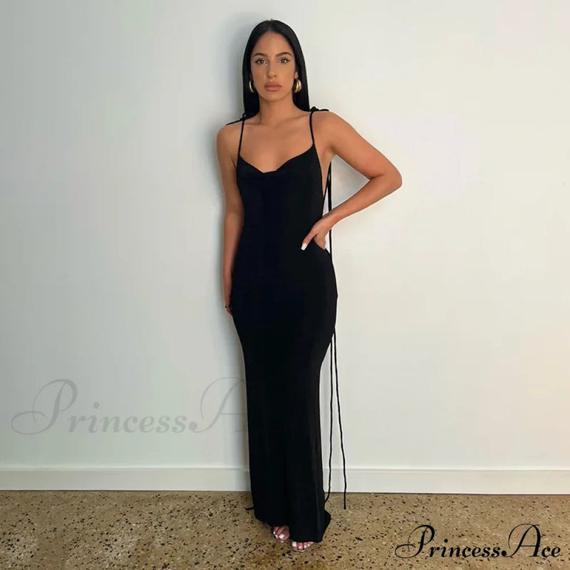 Backless Draped Maxi Dress