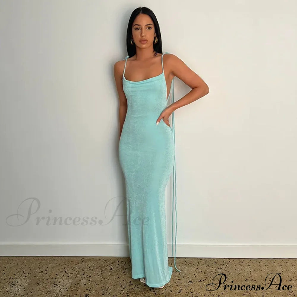 Backless Draped Maxi Dress
