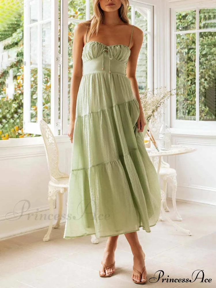 Backless Lace-up Sleeveless Charming Patchwork Slip Dress
