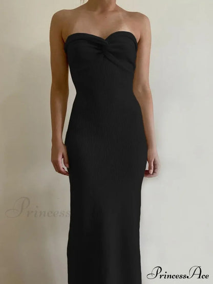 Backless Twist Knitted Outfits Maxi Dress