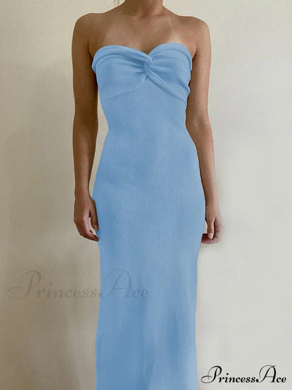Backless Twist Knitted Outfits Maxi Dress