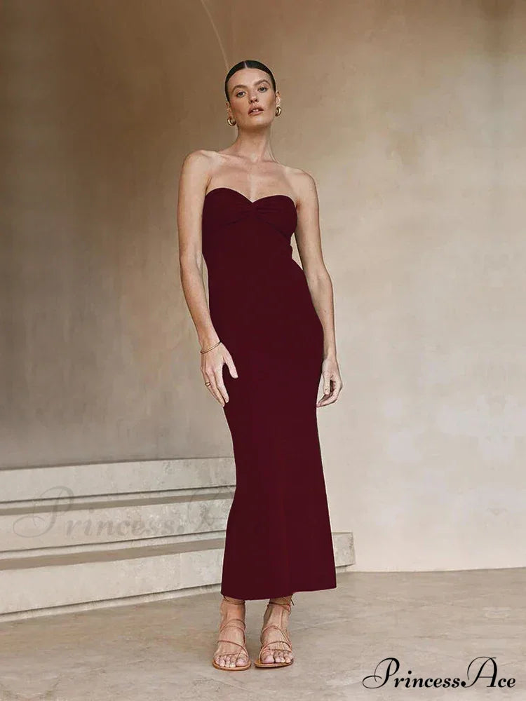 Backless Twist Knitted Outfits Maxi Dress