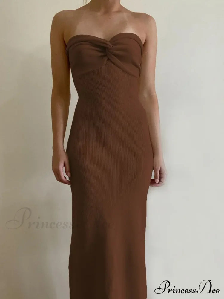 Backless Twist Knitted Outfits Maxi Dress