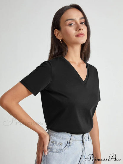 Basic Everyday Graceful V-neck T-shirt