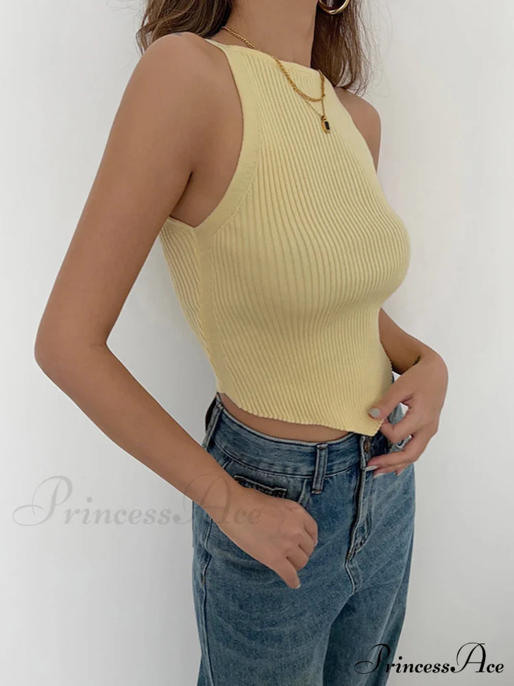 Basic Ribbed Graceful Sweater Vest