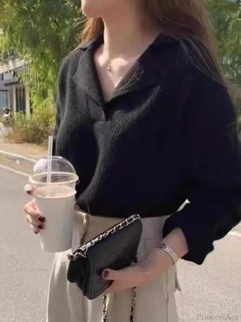 Basic Warm Green Oversized Loose White Sweater