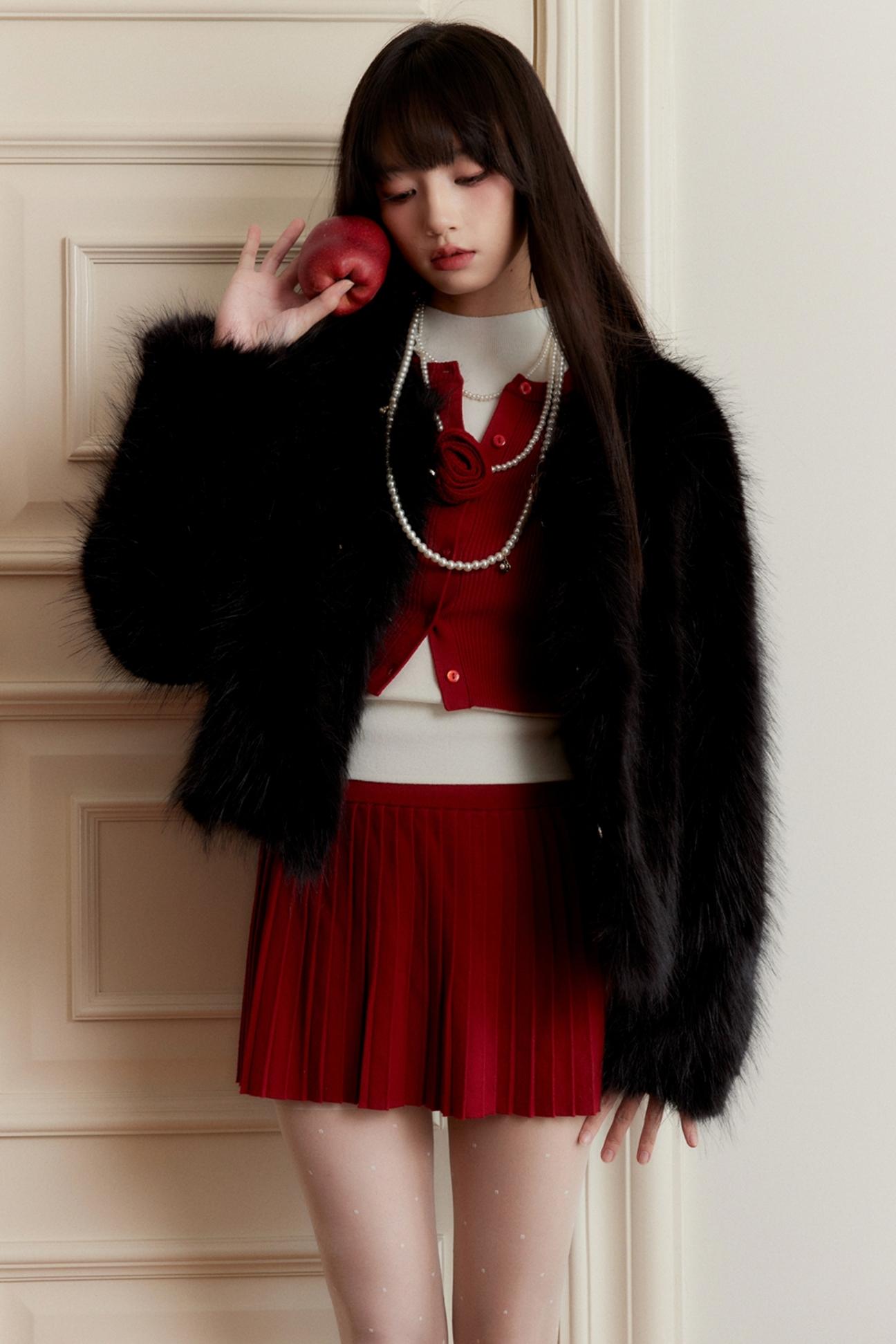 Red Rose Cropped Cardigan Set-up