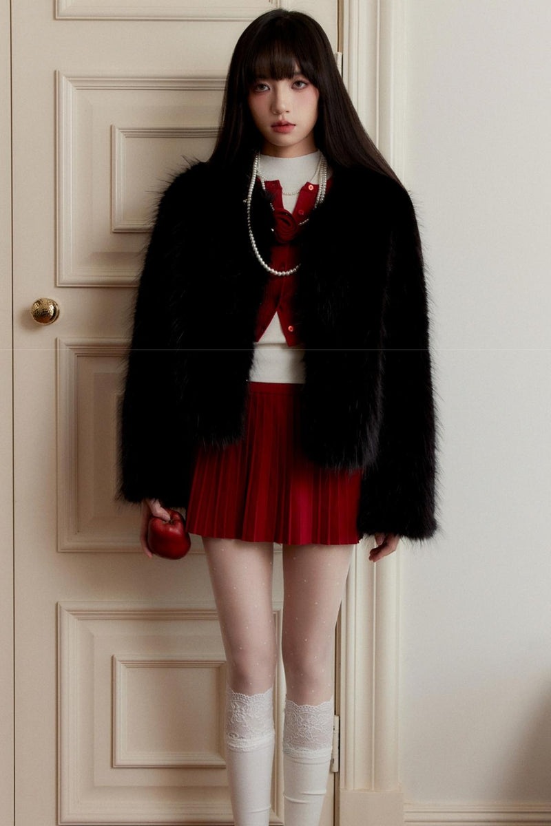 Red Rose Cropped Cardigan Set-up