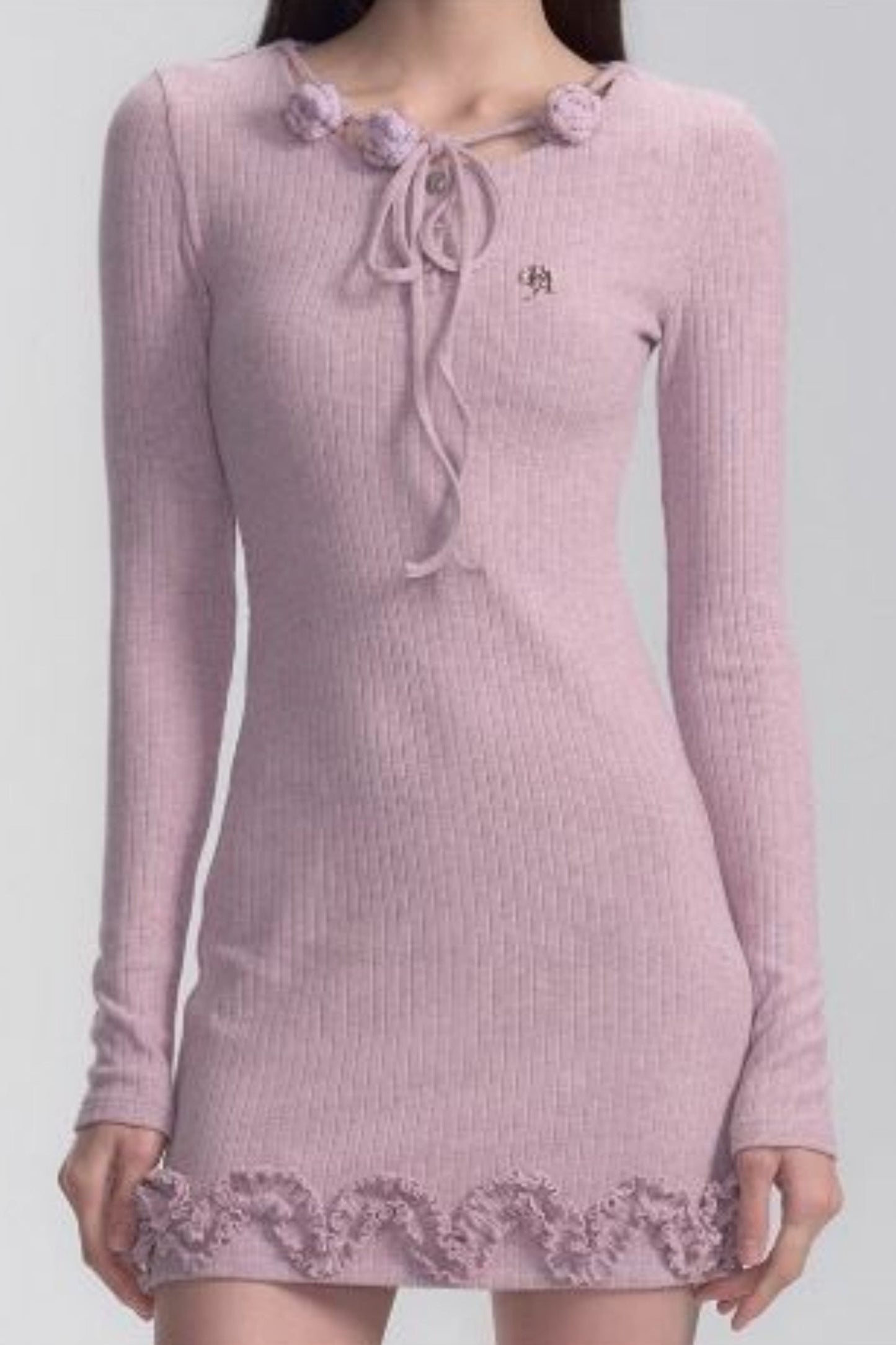 Ribbed Ruffle Mini Dress