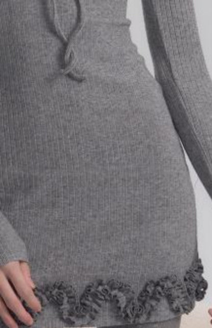 Ribbed Ruffle Mini Dress