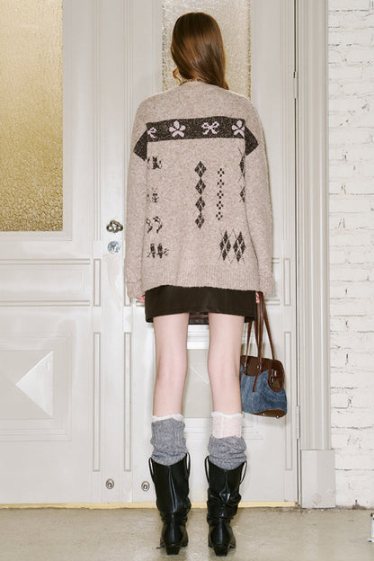 Argyle Pattern Cardigan