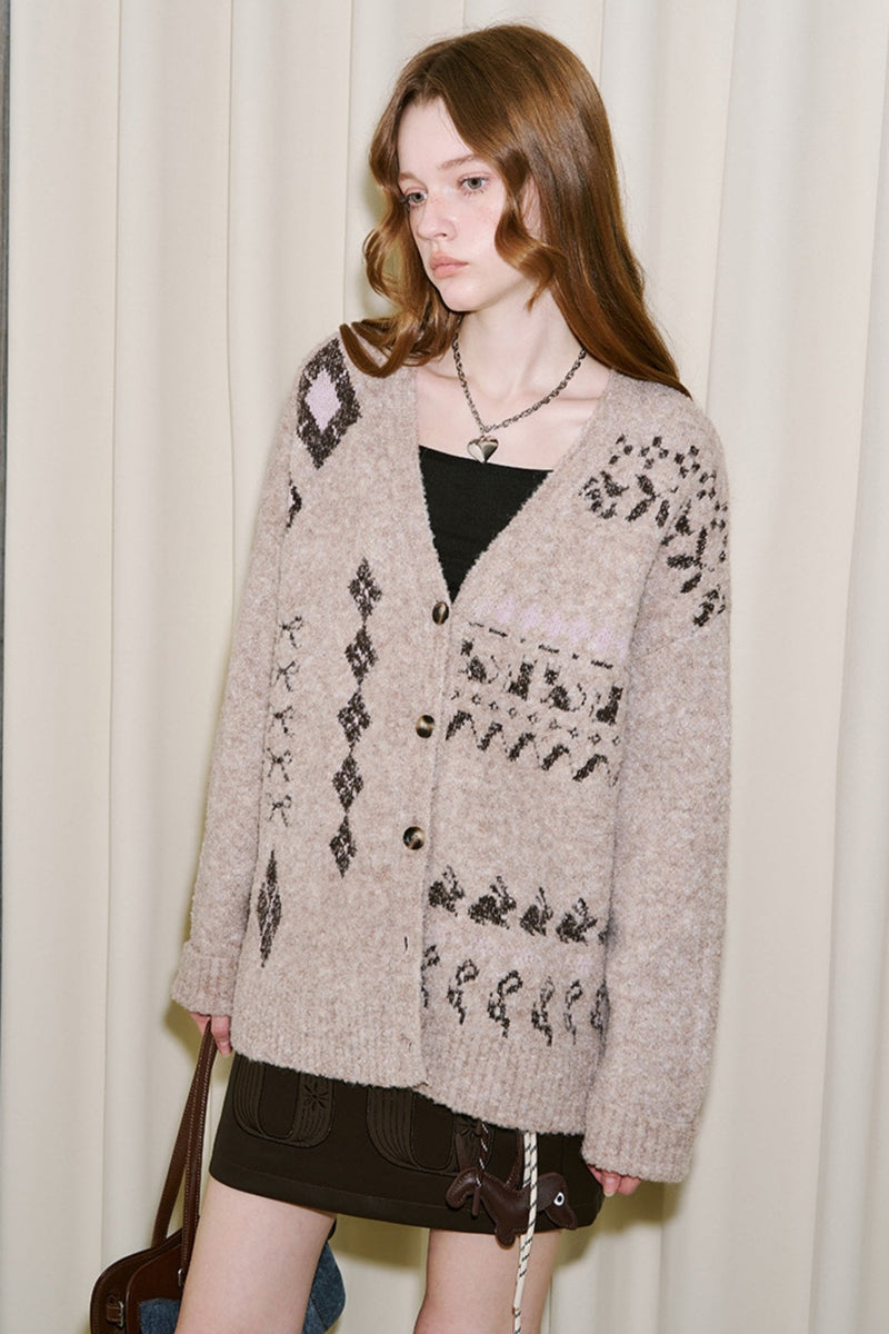 Argyle Pattern Cardigan