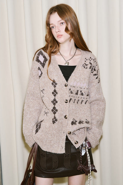 Argyle Pattern Cardigan